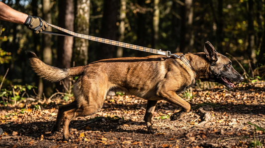 Grand chien puissant tenu en laisse large et résistante à motif carreaux