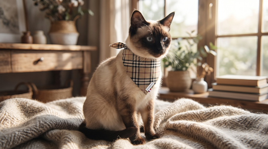 Chat portant un bandana personnalisé Kinaï motif carreaux