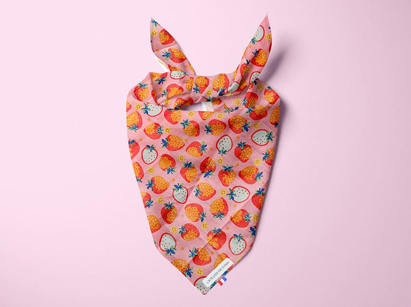 Bandana personnalisé pour chien fraise