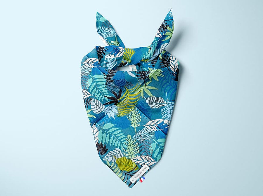 Bandana pour chien Feuille Bleue