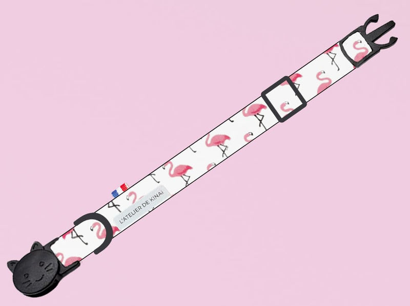 Collier personnalisé pour chat flamant rose